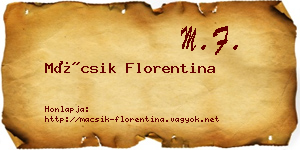 Mácsik Florentina névjegykártya